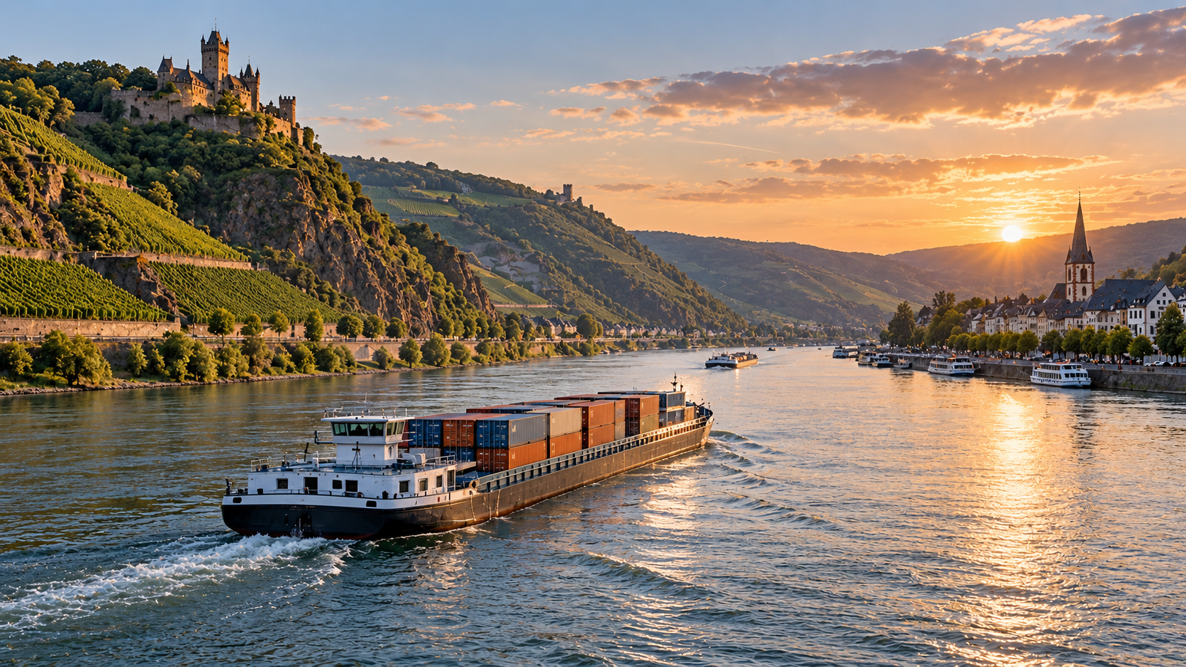 Niedrigwasser schränkt Schifffahrt auf dem Rhein stark ein 