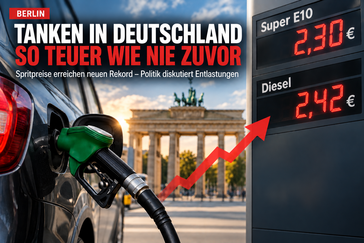 Deutsche Spritpreise vierten Tag in Folge auf Rekordhoch 